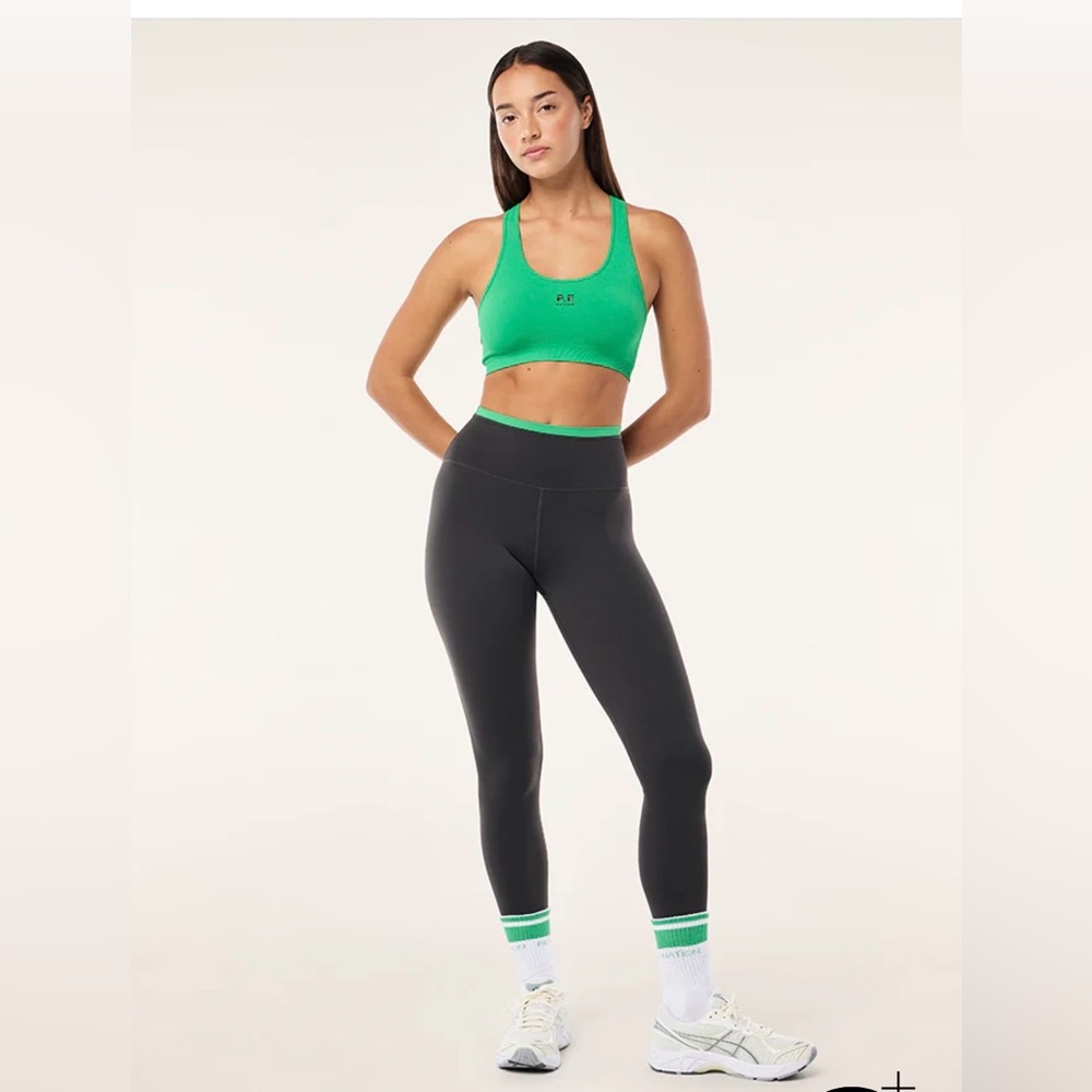 PE Nation Vita Full Length Legging In Caviar & Kelly Green NWT
